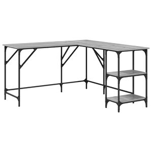 vidaXL Escritorio madera de ingenier&iacute;a gris Sonoma 139x139x75 cm