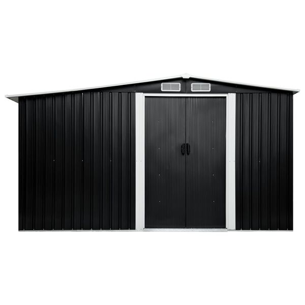 vidaXL Cobertizo jard&iacute;n puertas correderas acero gris 329,5x312x178 cm