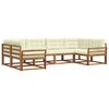 vidaXL Conjunto de sof&aacute;s de exterior con coj&iacute;n 6 pcs Natural y Crema