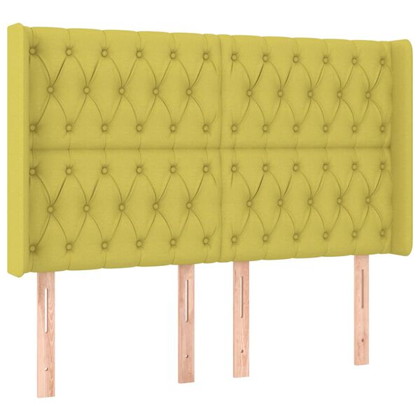 vidaXL Cabecero con LED de tela verde 147x16x118/128 cm