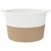 vidaXL Cesta para ropa sucia algod&oacute;n marr&oacute;n y blanco &Oslash;60x36 cm