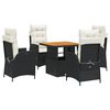 vidaXL Set de muebles jard&iacute;n 5 pzas con cojines rat&aacute;n sint&eacute;tico negro