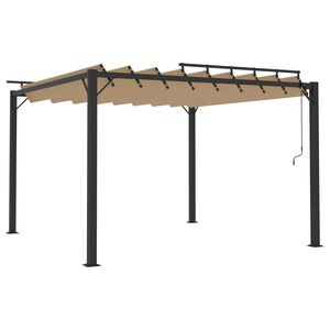vidaXL Cenador con techo de lamas tela taup&eacute; y aluminio 3x3 m