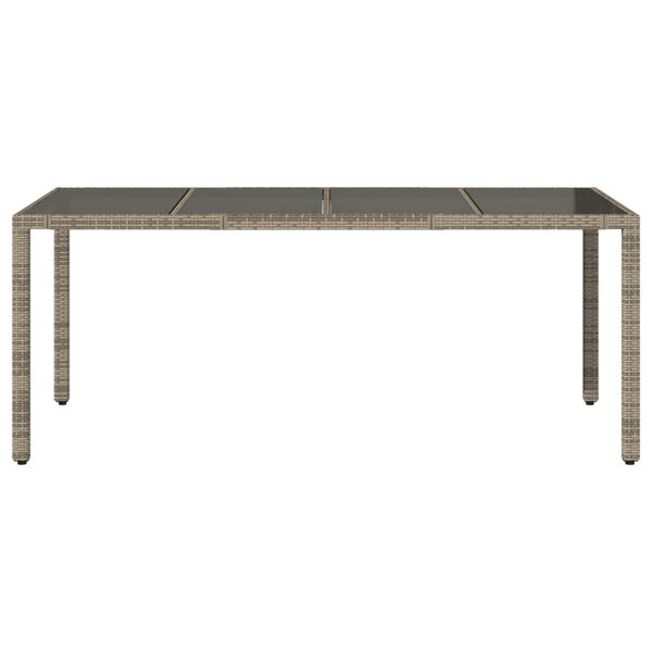 vidaXL Mesa de jard&iacute;n superficie de vidrio rat&aacute;n PE gris 190x90x75 cm