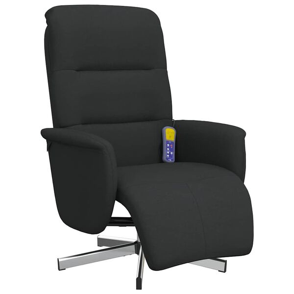 vidaXL Sill&oacute;n reclinable de masaje con reposapi&eacute;s tela negra