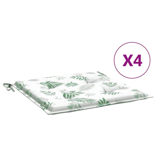 vidaXL Cojines de silla 4 uds tela estampado de hojas 40x40x4 cm