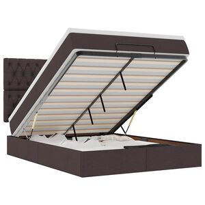 vidaXL Estructura cama otomana colch&oacute;n tela marr&oacute;n oscuro 140x200cm