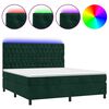 vidaXL Cama box spring colch&oacute;n y LED terciopelo verde oscuro 180x200cm