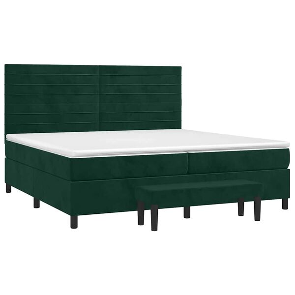 vidaXL Cama box spring con colch&oacute;n terciopelo verde oscuro 200x200 cm
