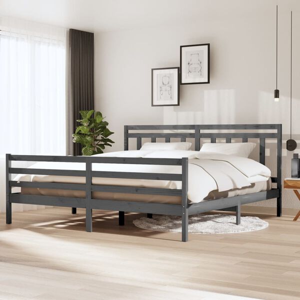 vidaXL Estructura de cama de madera maciza gris 200x200 cm