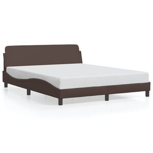 vidaXL Estructura de cama Dover cuero sint&eacute;tico marr&oacute;n 160x200cm