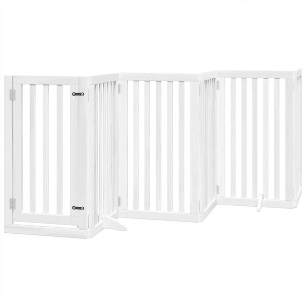 vidaXL Puerta para perros plegable 9 paneles madera &aacute;lamo blanca 450cm