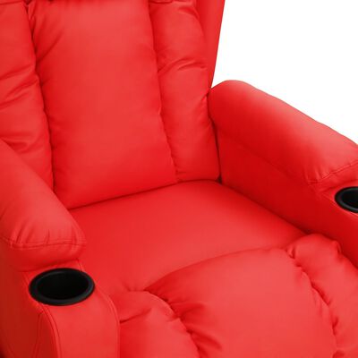 vidaXL Sillón de masaje reclinable de cuero sintético rojo