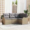 vidaXL Conjunto de sof&aacute; de jard&iacute;n 4 pcs Beige rat&aacute;n sint&eacute;tico