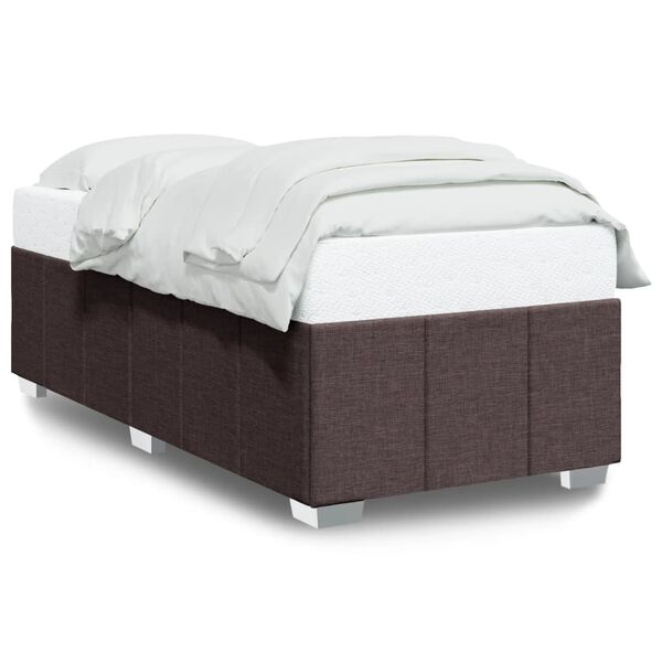 vidaXL Estructura de cama sin colch&oacute;n tela marr&oacute;n oscuro 90x190 cm