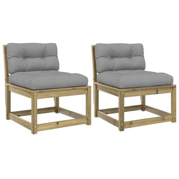 vidaXL Sof&aacute;s de jard&iacute;n con cojines 2 uds madera impregnada de pino