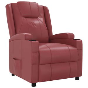 vidaXL Sill&oacute;n reclinable de cuero sint&eacute;tico rojo tinto