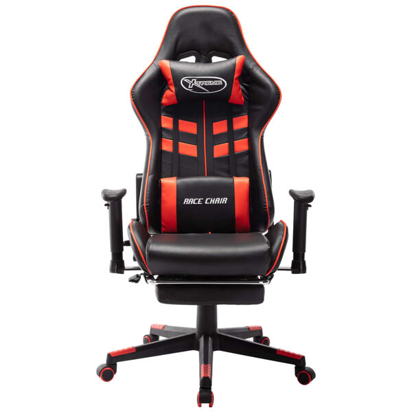 vidaXL Silla de gaming con reposapiés cuero sintético negro y rojo