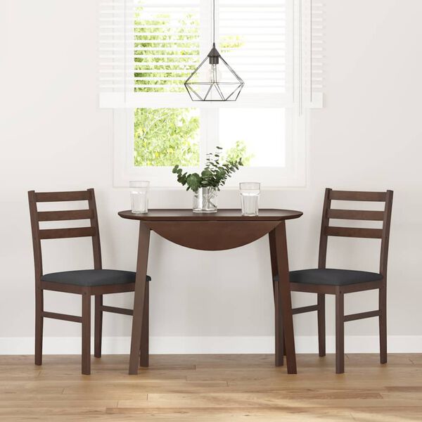vidaXL Sillas de comedor con cojines 2 uds madera maciza marrón caucho