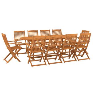 vidaXL Set comedor de jard&iacute;n 11piezas madera maciza acacia 220x90x75cm