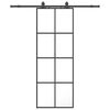 vidaXL Puerta corredera con juego herrajes negro 76x205 cm ESG vidrio