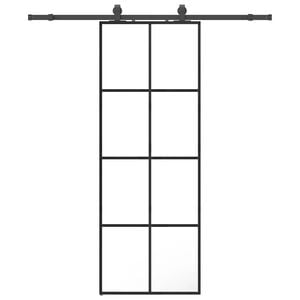 vidaXL Puerta corredera con juego herrajes negro 76x205 cm ESG vidrio