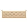 vidaXL Banco de jard&iacute;n madera maciza de teca con coj&iacute;n beige 175 cm