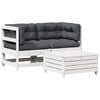 vidaXL Set de muebles de jard&iacute;n 3 pzas con cojines madera pino blanco