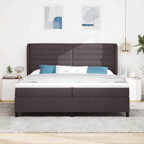 vidaXL Cama tipo Box Spring Marr&oacute;n oscuro 200 x 200 cm tela