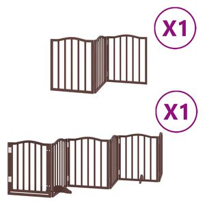 vidaXL Puerta de perros plegable 9 paneles madera &aacute;lamo marr&oacute;n 450 cm