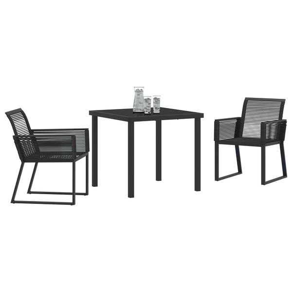 vidaXL Conjunto de Comedor de Jard&iacute;n 3 pcs Negro