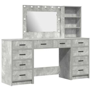 vidaXL Mesa Tocador 3 uds. Gris Concreto 78,5 x 41 x 135 cm
