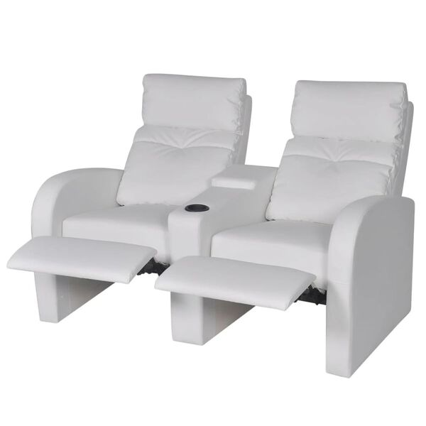 vidaXL Sill&oacute;n reclinable con 2 plazas de cuero artificial blanco