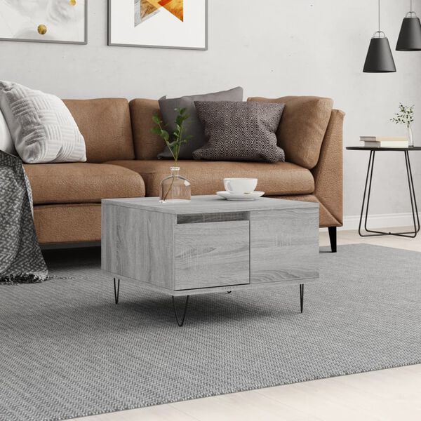 vidaXL Mesa de centro madera contrachapada gris Sonoma 55x55x36,5 cm