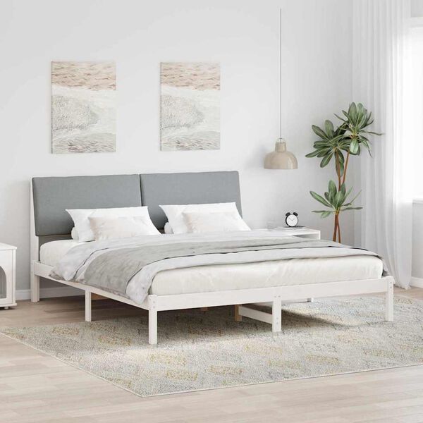 vidaXL Estructura de cama con cabecera y gris claro 200 x 200 cm