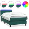 vidaXL Cama box spring con colch&oacute;n y LED terciopelo verde oscuro 100x210 cm