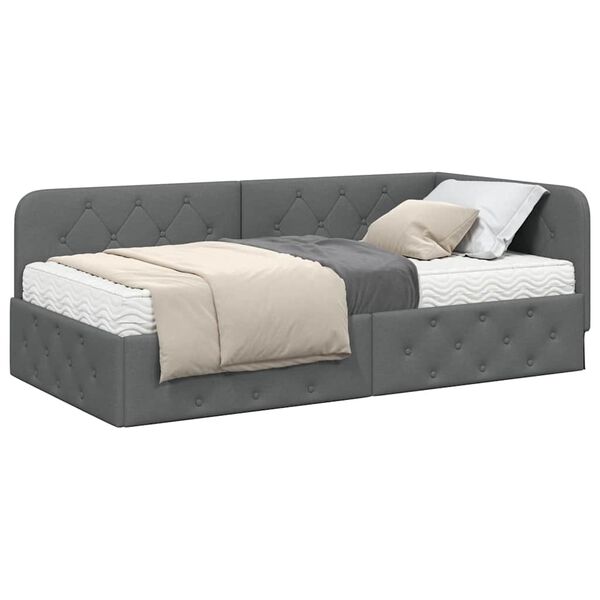 vidaXL Estructura de cama en esquina Gris oscuro 100 x 200 cm tela