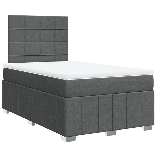 vidaXL Cama box spring con colch&oacute;n tela gris oscuro 120x190 cm