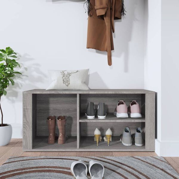 vidaXL Mueble zapatero madera contrachapada gris Sonoma 100x35x45 cm