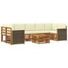 vidaXL Conjunto de sof&aacute;s de exterior con coj&iacute;n 8 pcs Natural y Crema