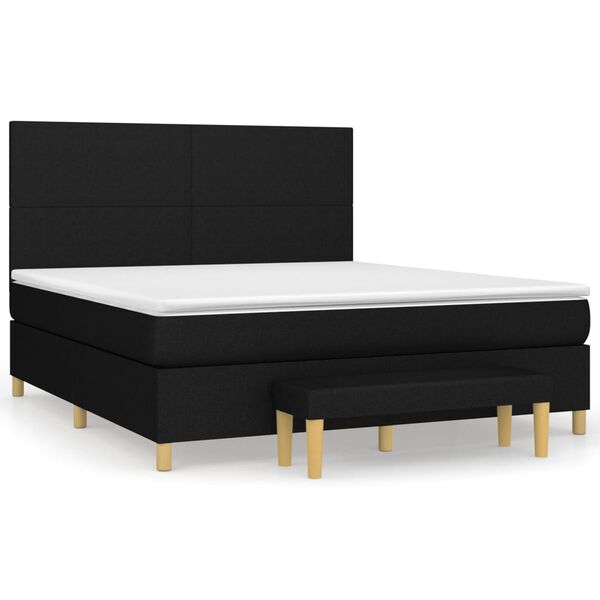 vidaXL Cama box spring con colch&oacute;n tela negro 180x200 cm