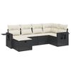 vidaXL Set de sof&aacute;s de jard&iacute;n 6 piezas y cojines rat&aacute;n sint&eacute;tico negro
