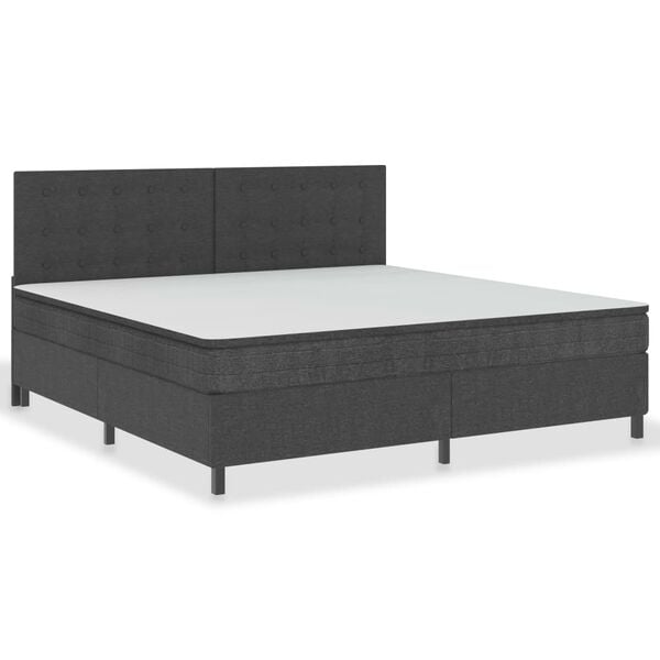 vidaXL Cama box spring tela gris oscuro 200x200 cm