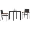 vidaXL Conjunto de Comedor de Jard&iacute;n 3 pcs Negro rat&aacute;n sint&eacute;tico