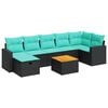 vidaXL Set de sof&aacute;s de jard&iacute;n y cojines 8 piezas rat&aacute;n sint&eacute;tico negro