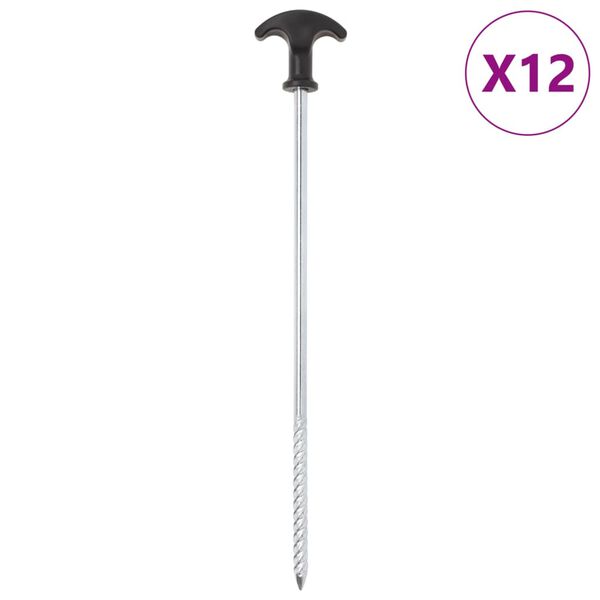 vidaXL Clavijas para tienda 12 uds acero galvanizado 30 cm &Oslash;7 mm