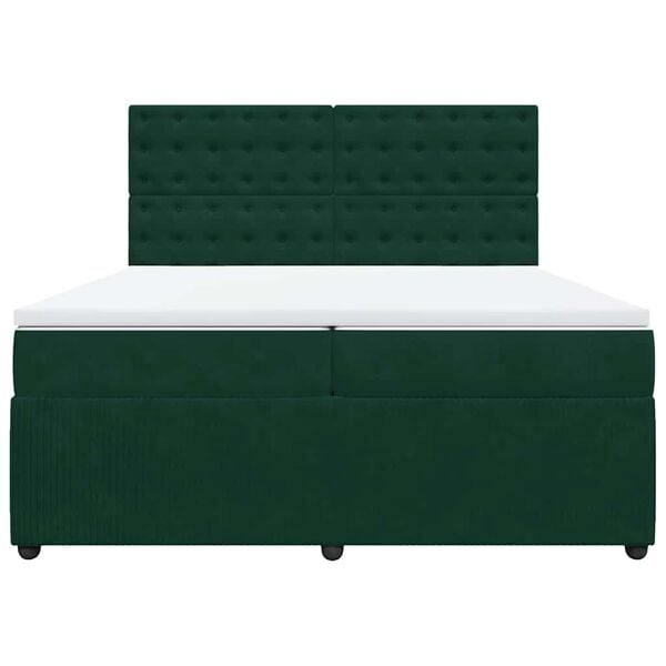 vidaXL Cama box spring con colch&oacute;n terciopelo verde oscuro 200x200 cm