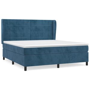 vidaXL Cama box spring con colch&oacute;n terciopelo azul oscuro 160x200 cm