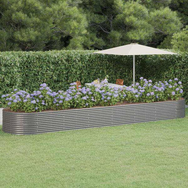 vidaXL Jardinera arriate acero recubrimiento polvo gris 584x140x68 cm