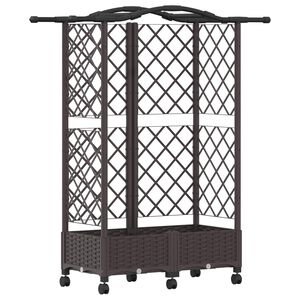 vidaXL Cama elevada con trellis y techo Marr&oacute;n 124 x 40 x 129 cm PP